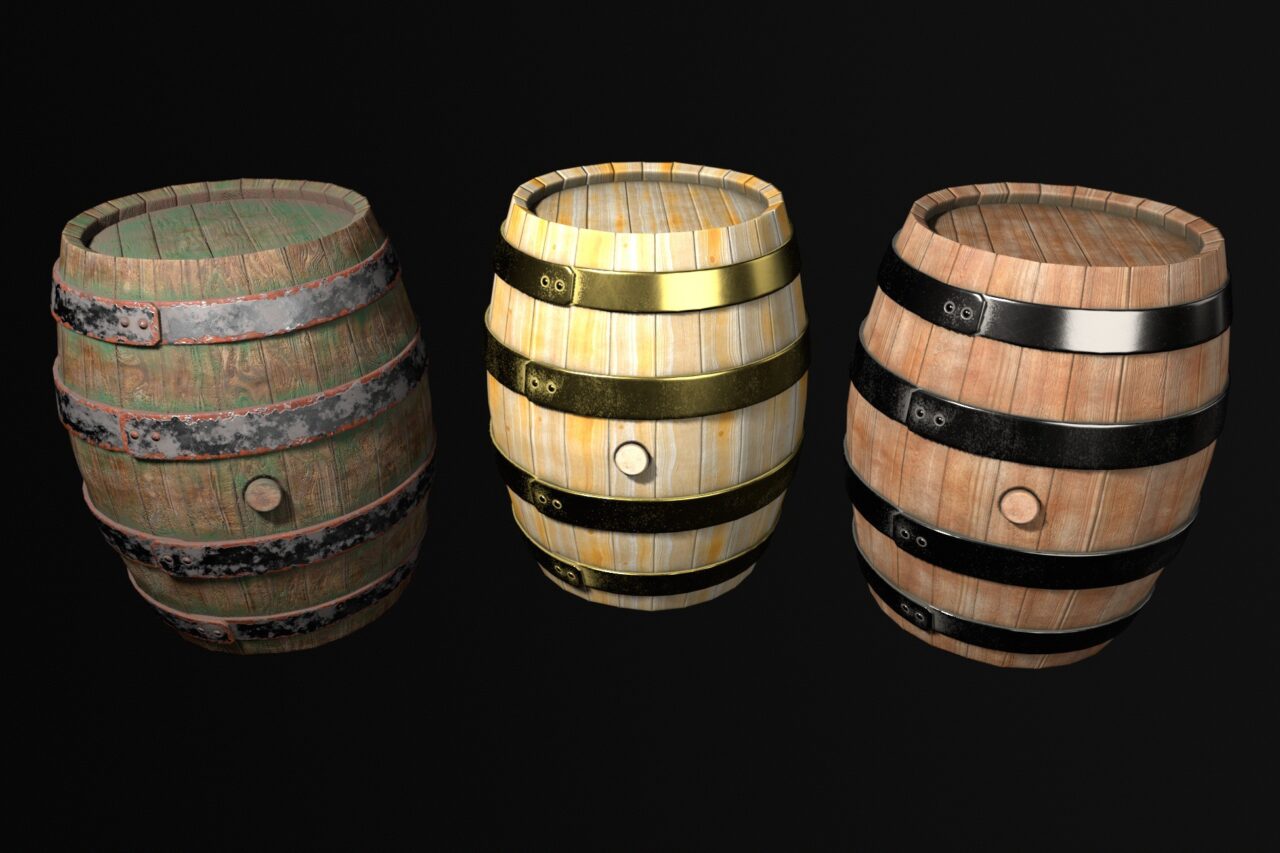 A versatile set of barrels with different textures   3D Interior   Unity Asset Store