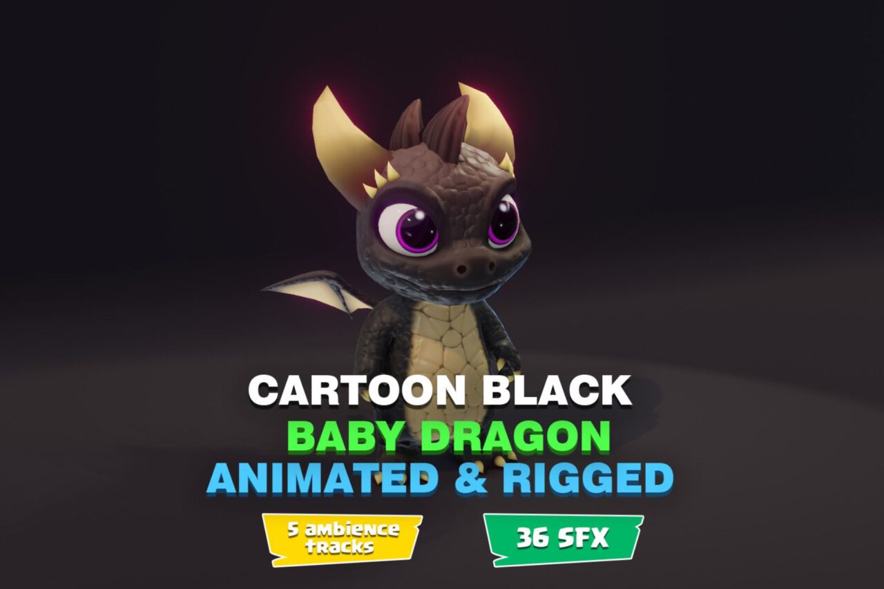 Unity Asset Soldier | 【SALE】 Cartoon Black Baby Dragon 3D Model:可愛い子ドラゴンの 3D モデルが 30% オフ!2026年1月20日まで Unity Asset Soldier | 【SALE】 Cartoon Black Baby Dragon 3D Model:可愛い子ドラゴンの 3D モデルが 30% オフ!2026年1月20日まで
