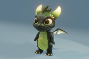 Cartoon Dark Green Baby Dragon 3D Model  Low Poly  Game Ready  Built In    3D Characters   Unity Asset Store