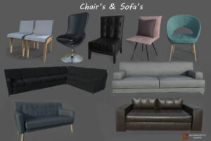 Chair and Sofa set   3D Furniture   Unity Asset Store
