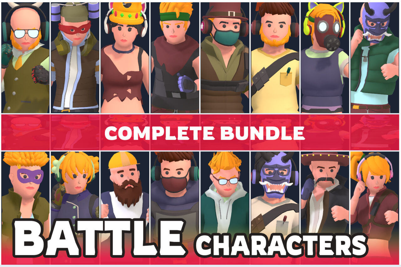 Customizable 3D Battle Characters Bundle 3D Humanoids Unity Asset Store