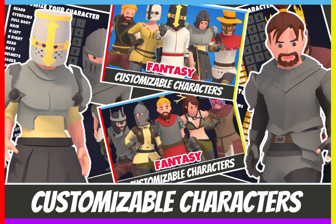 Customizable 3D Fantasy Characters Pack Vol 2   3D Humanoids   Unity Asset Store