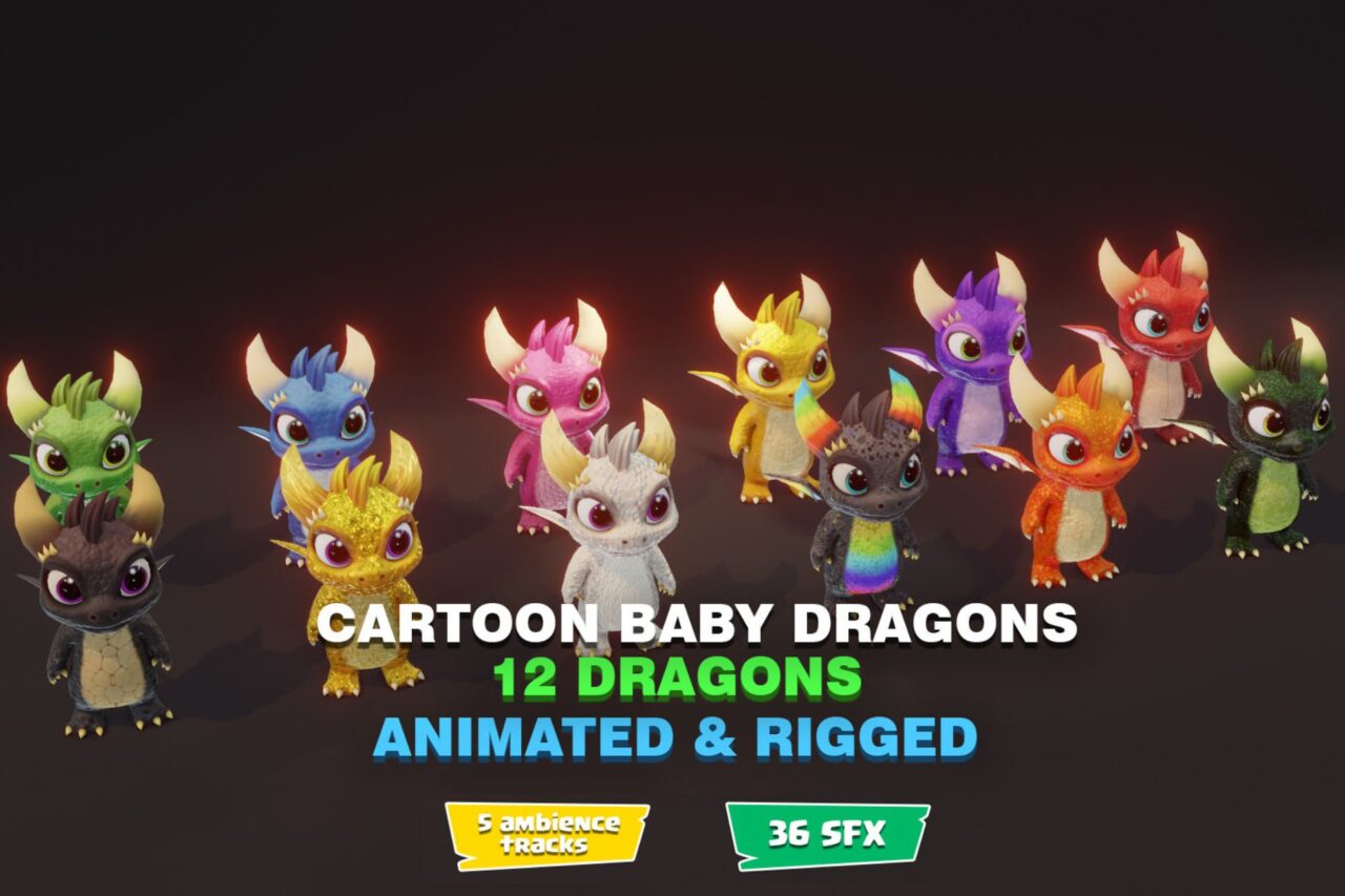 Unity Asset Soldier | 【SALE】 Cute Baby Dragons 3D Model 12種の可愛いドラゴン 30％オフ 2026年1月19日まで