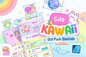 Cute Kawaii GUI Pack Sources   2D GUI   Unity Asset Store