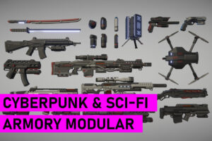 Cyberpunk Armory   Low Poly   3D Weapons   Unity Asset Store