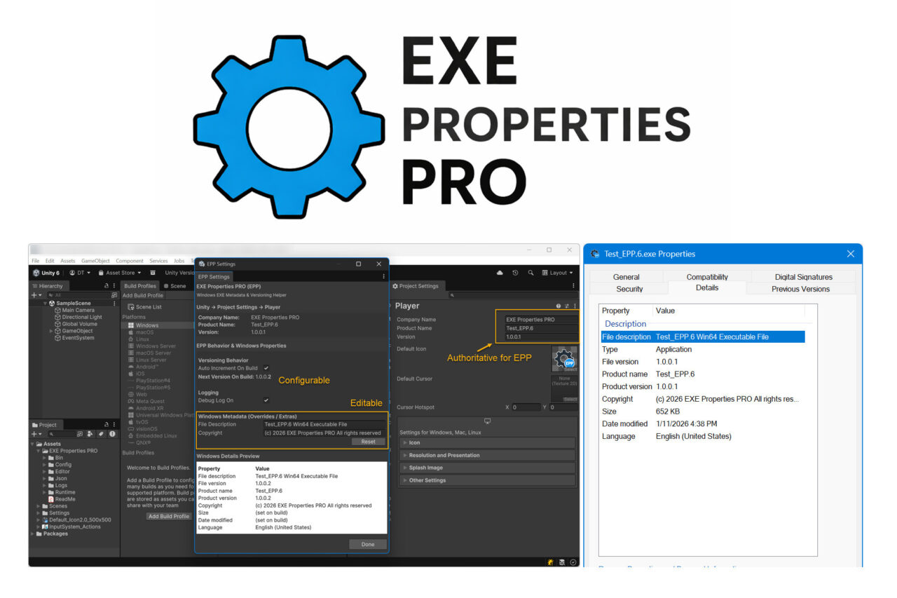 EXE Properties PRO   Utilities Tools   Unity Asset Store