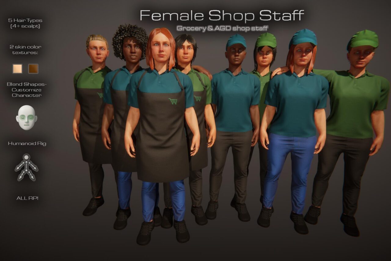 Unity Asset Soldier | 【SALE】 Female Shop Staff – カスタマイズ可能な女性店員モデル 50%オフのリリースセールが2026年1月18日まで実施中 Unity Asset Soldier | 【SALE】 Female Shop Staff – カスタマイズ可能な女性店員モデル 50%オフのリリースセールが2026年1月18日まで実施中
