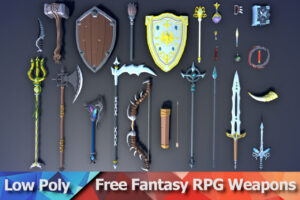 Free Low Poly Fantasy RPG Weapons   3D Weapons   Unity Asset Store