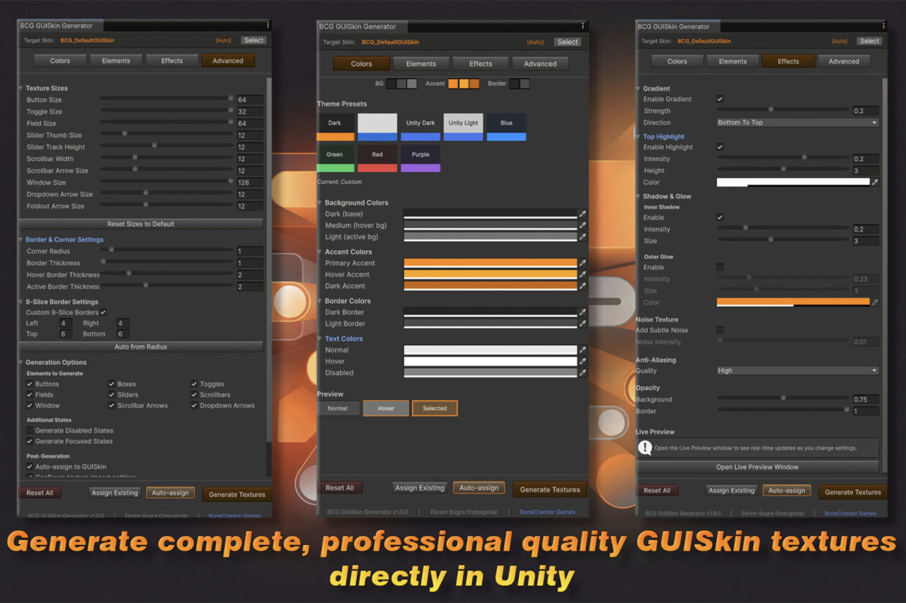 GUISkin Texture Generator   GUI Tools   Unity Asset Store