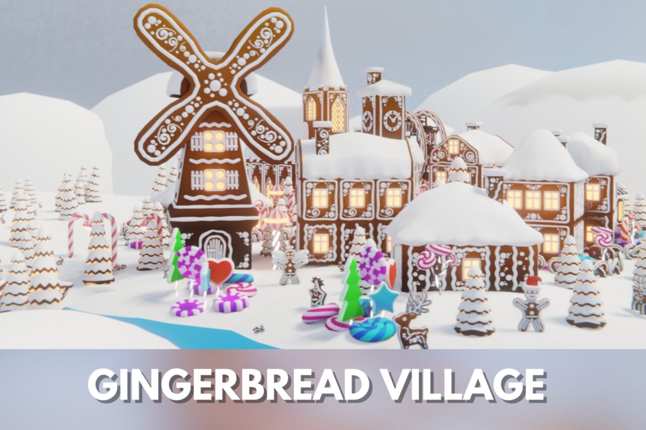 Low Poly Gingerbread Village by IGS   3D Urban   Unity Asset Store