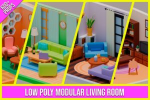Low Poly Modular Living Room Pack  600  Props    3D Interior   Unity Asset Store