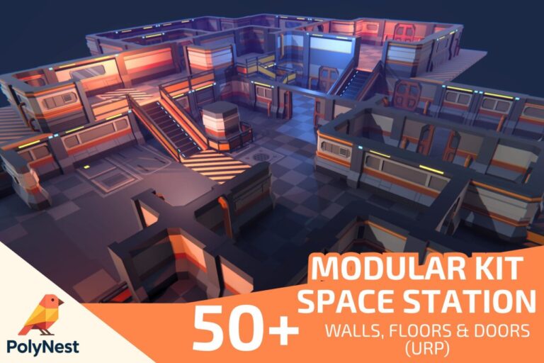 Low Poly Sci-Fi Modular Kit:パーツの配置で自由に宇宙基地をデザインできるローポリ構築キット