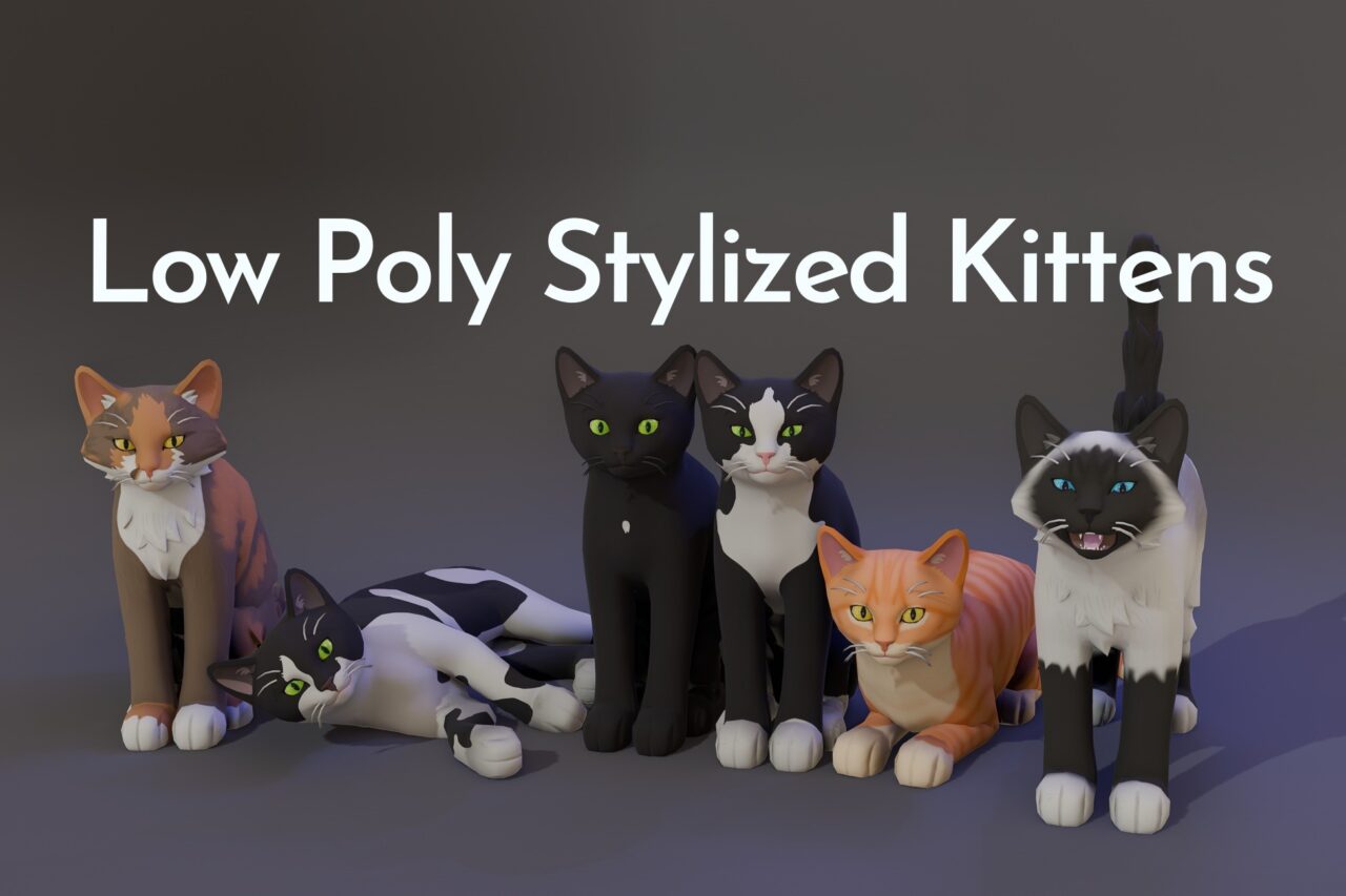 Unity Asset Soldier | 【SALE】 Low Poly Stylized Kittens：2種類の可愛いローポリ子猫セット 10％オフのリリースセールが2026年1月24日まで実施中