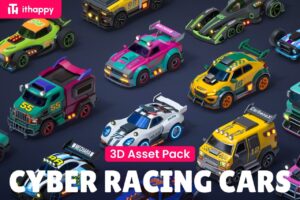 Modular Cyber Racing Cars   Low Poly 3D Models   3D Vehicles   Unity Asset Store