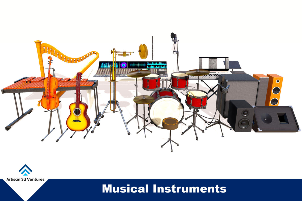 Musical Instruments Pack HQ 3D Props Unity Asset Store