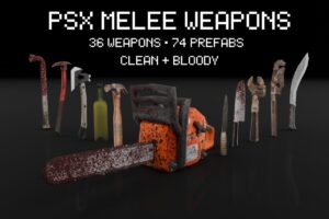PSX Horror Melee Weapons Pack  74 Retro Lowpoly Weapon Props Clean   Bloody    3D Weapons   Unity Asset Store