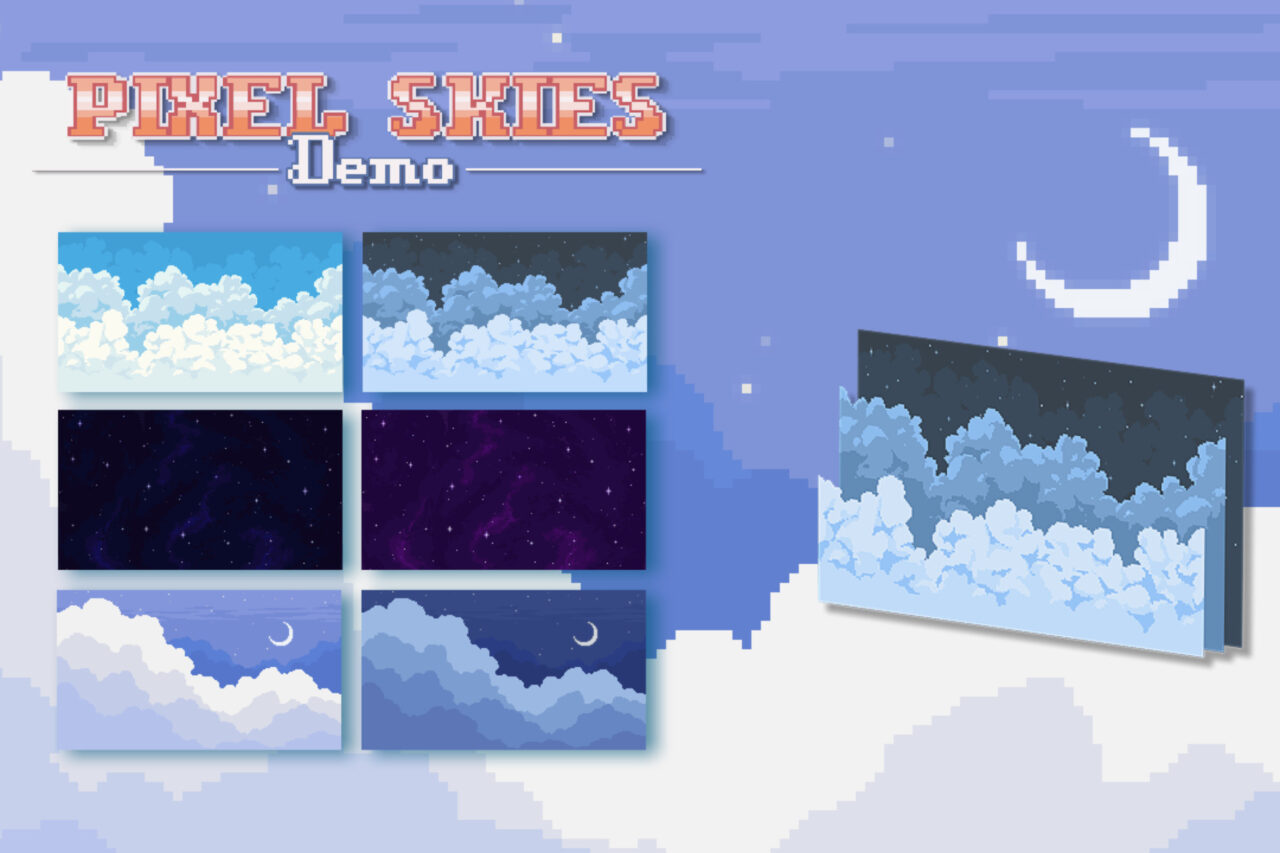 Unity Asset Soldier | 【無料】Pixel Skies DEMO Background pack:美しいピクセルアートの空背景 6種セット Unity Asset Soldier | 【無料】Pixel Skies DEMO Background pack:美しいピクセルアートの空背景 6種セット