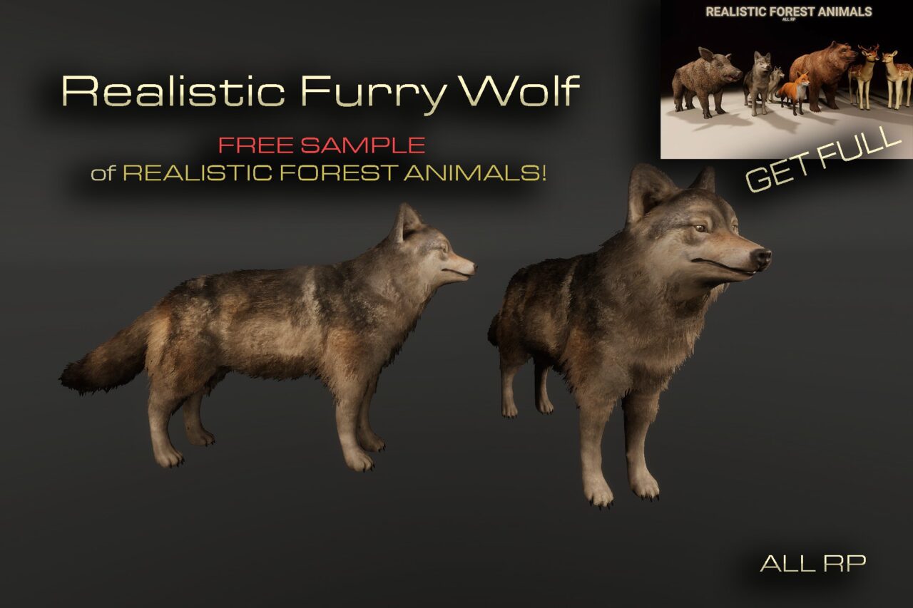 Unity Asset Soldier | 【無料】Realistic Furry Wolf リアルな毛並みを再現したオオカミの高品質 3D モデル