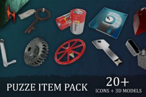 Retro PSX Horror Puzzle Item Pack  Icon LowPoly    3D Props   Unity Asset Store