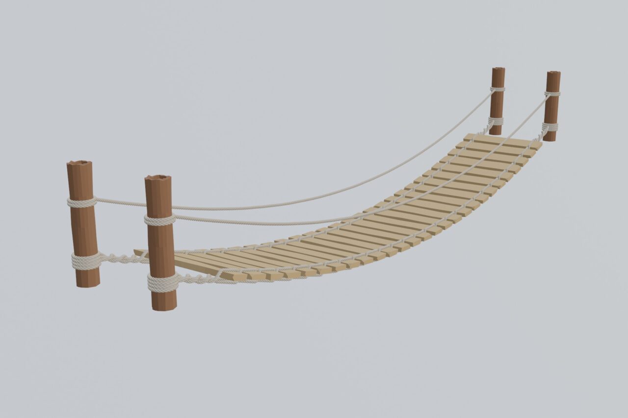Unity Asset Soldier | 【無料】Rope Bridge 3D：冒険の舞台を彩る高品質なロープの吊り橋 3D モデル