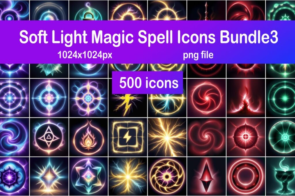 Soft Light Magic Spell Icons Bundle3   2D Icons   Unity Asset Store