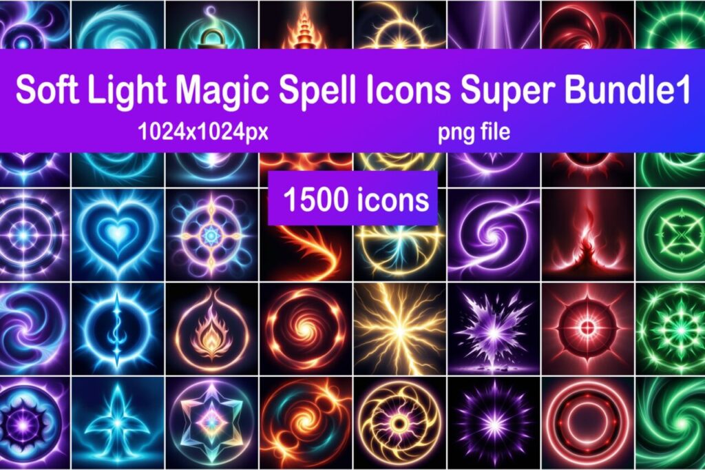 Soft Light Magic Spell Icons Super Bundle1   2D Icons   Unity Asset Store