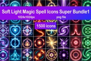 Soft Light Magic Spell Icons Super Bundle1   2D Icons   Unity Asset Store