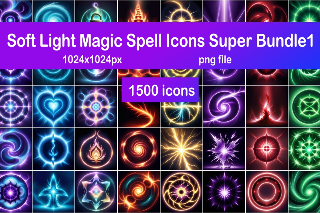 Soft Light Magic Spell Icons Super Bundle1 2D Icons Unity Asset Store