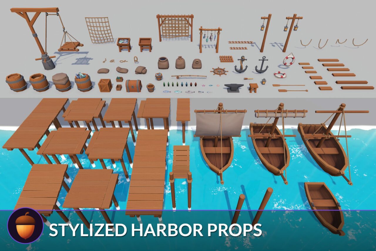 Stylized Harbor Props 3D Props Unity Asset Store