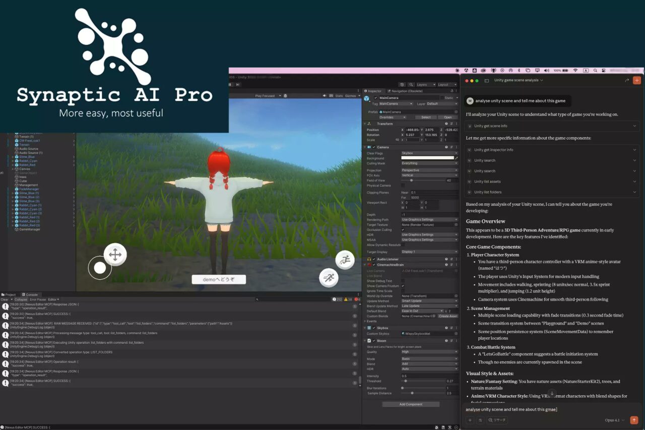 Synaptic AI Essential Natural Language Control for Unity Generative AI Unity Asset Store