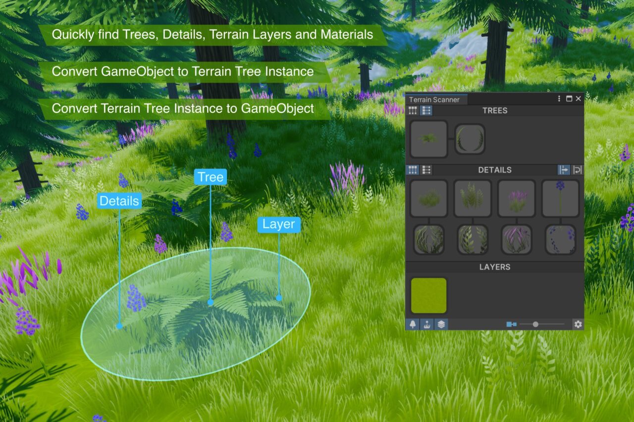 Terrain Scanner Quickly Find Trees Details Layers Materials Terrain Unity Asset Store