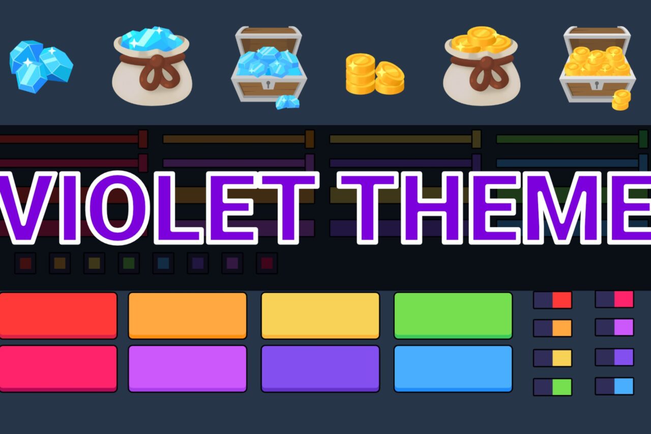 Unity Asset Soldier | 【無料】Violet Themed UI：モバイルゲーム開発に最適な紫色の 2D GUI 素材セット