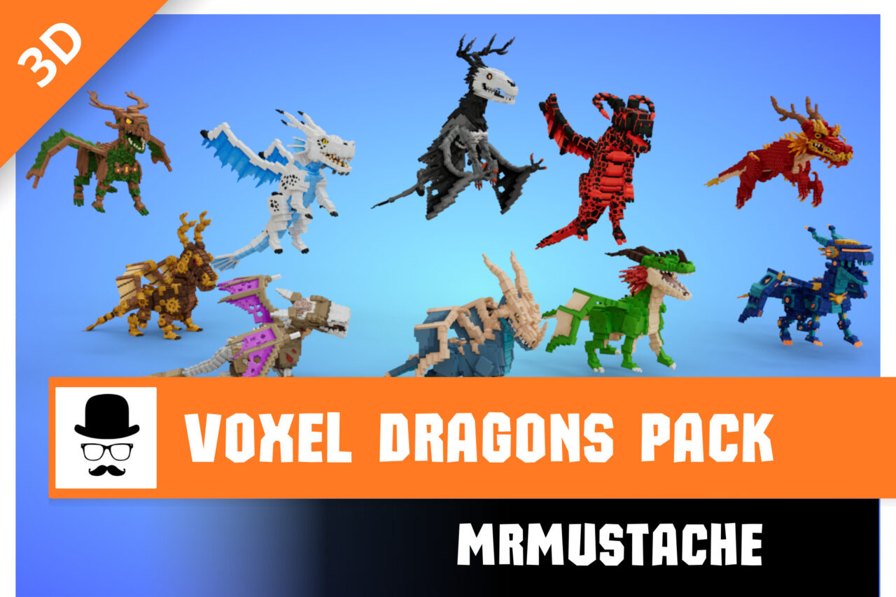 Voxel Dragons Pack 3D Creatures Unity Asset Store