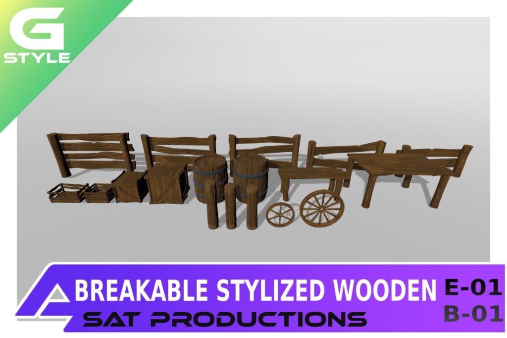Breakable Stylized Wooden Pack   3D Props   Unity Asset Store