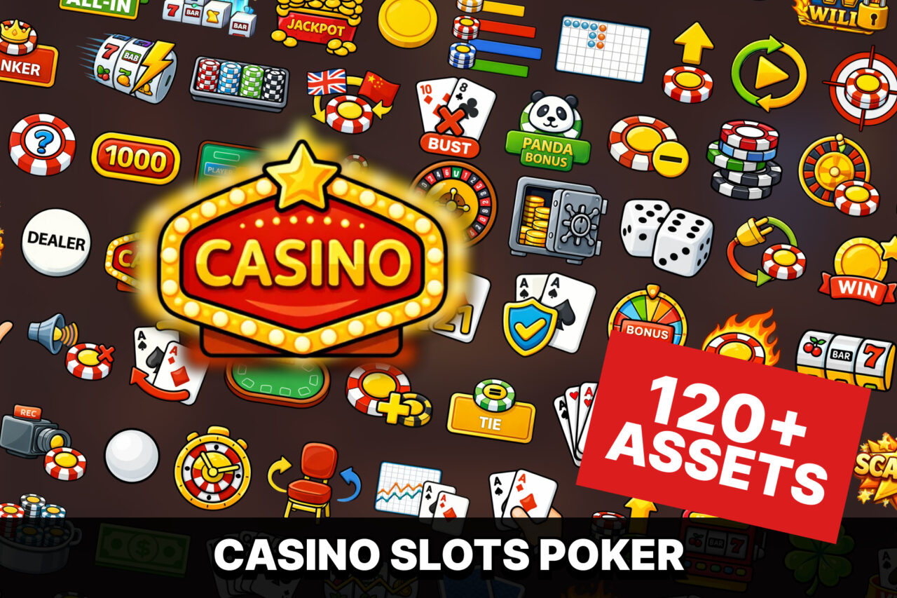 Casino Game UI Icons Pack for Slots Poker Blackjack Roulette and Gambling Games   2D   Unity Asset Store