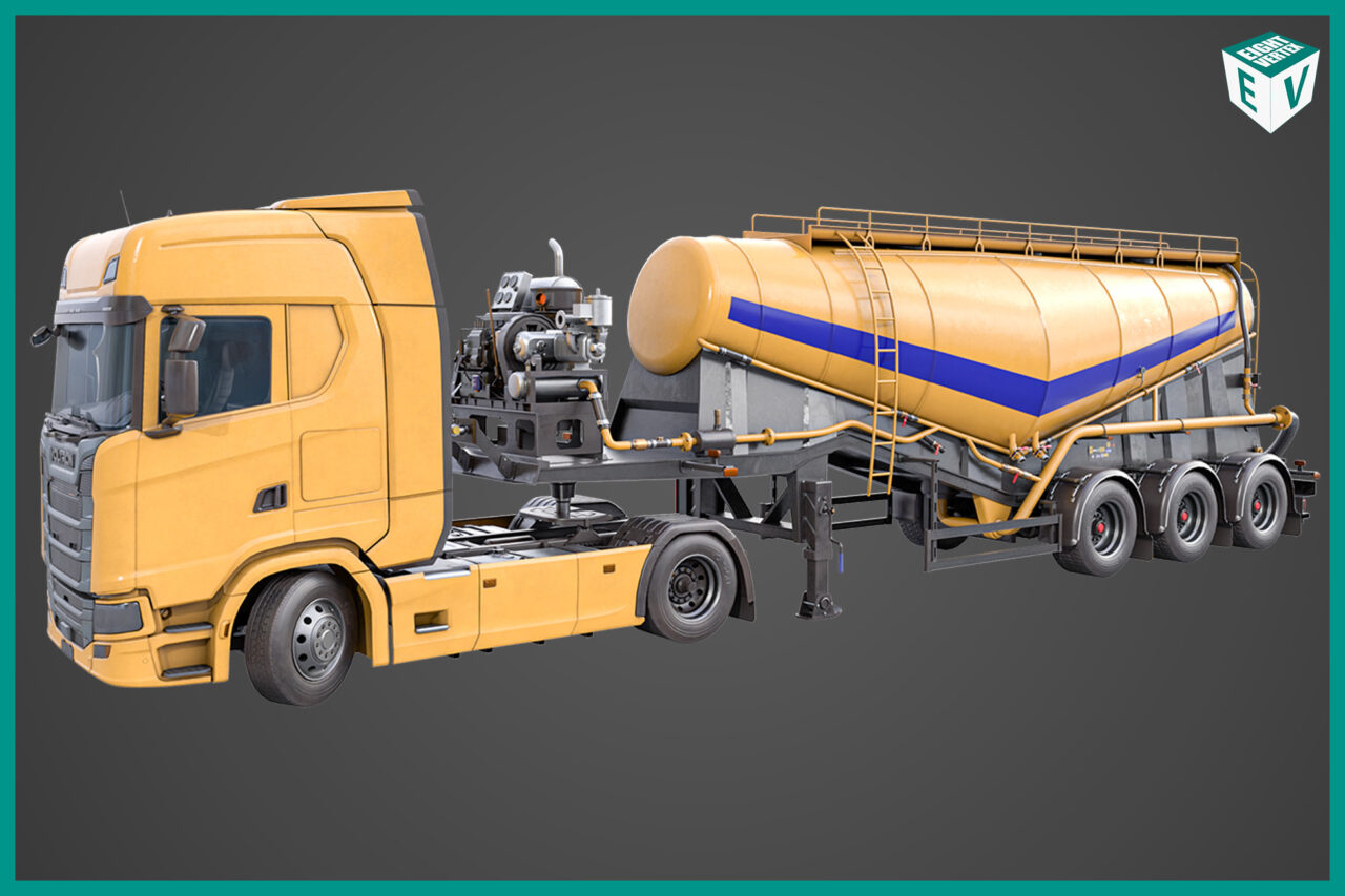 Chassis 06 Cement Trailer 01 Yellow 3D Land Unity Asset Store