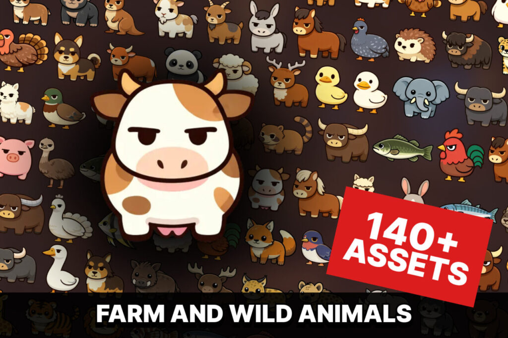 Cute Farm and Wild Animals Icons Pack Casual Simulator Builder Educational Games   2D   Unity Asset Store