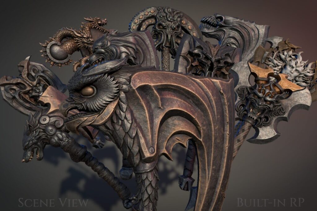 Dark Fantasy Axes 10 One Handed Legendary Weapons   3D Weapons   Unity Asset Store