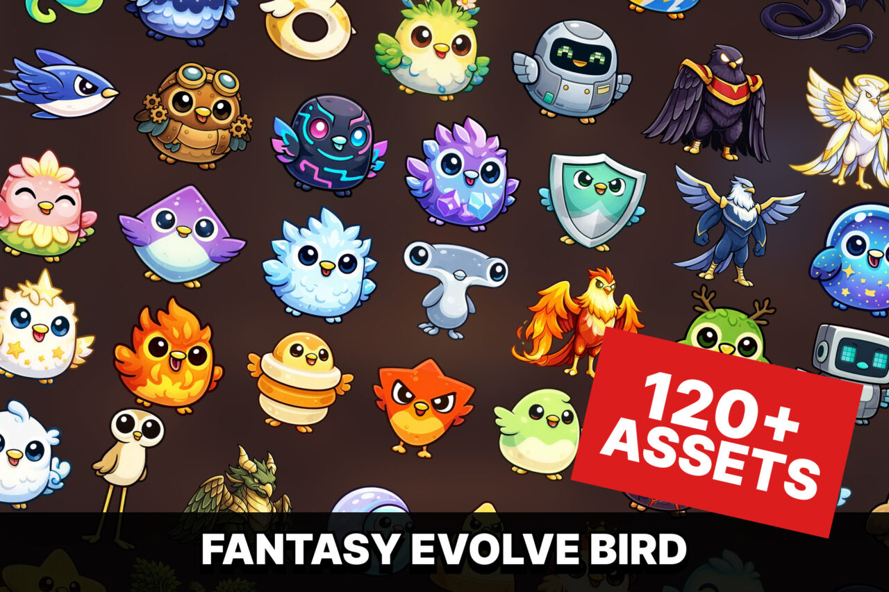 Fantasy Bird Creatures with Elemental Eggs Evolve Characters Pack 2D Unity Asset Store
