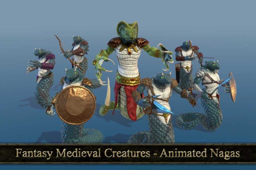 Fantasy Medieval Creatures   Animated Nagas   3D Creatures   Unity Asset Store