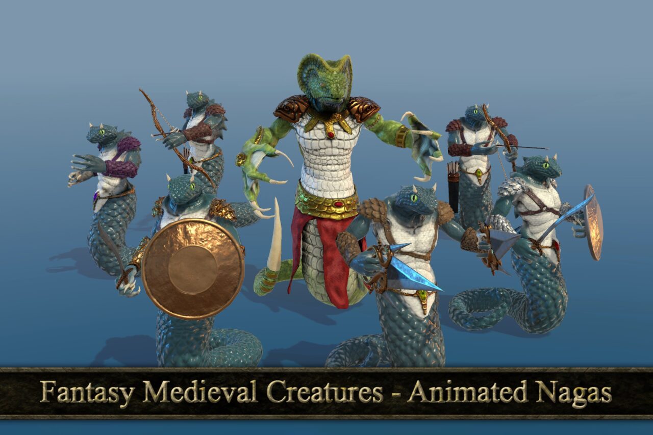 Fantasy Medieval Creatures   Animated Nagas   3D Creatures   Unity Asset Store
