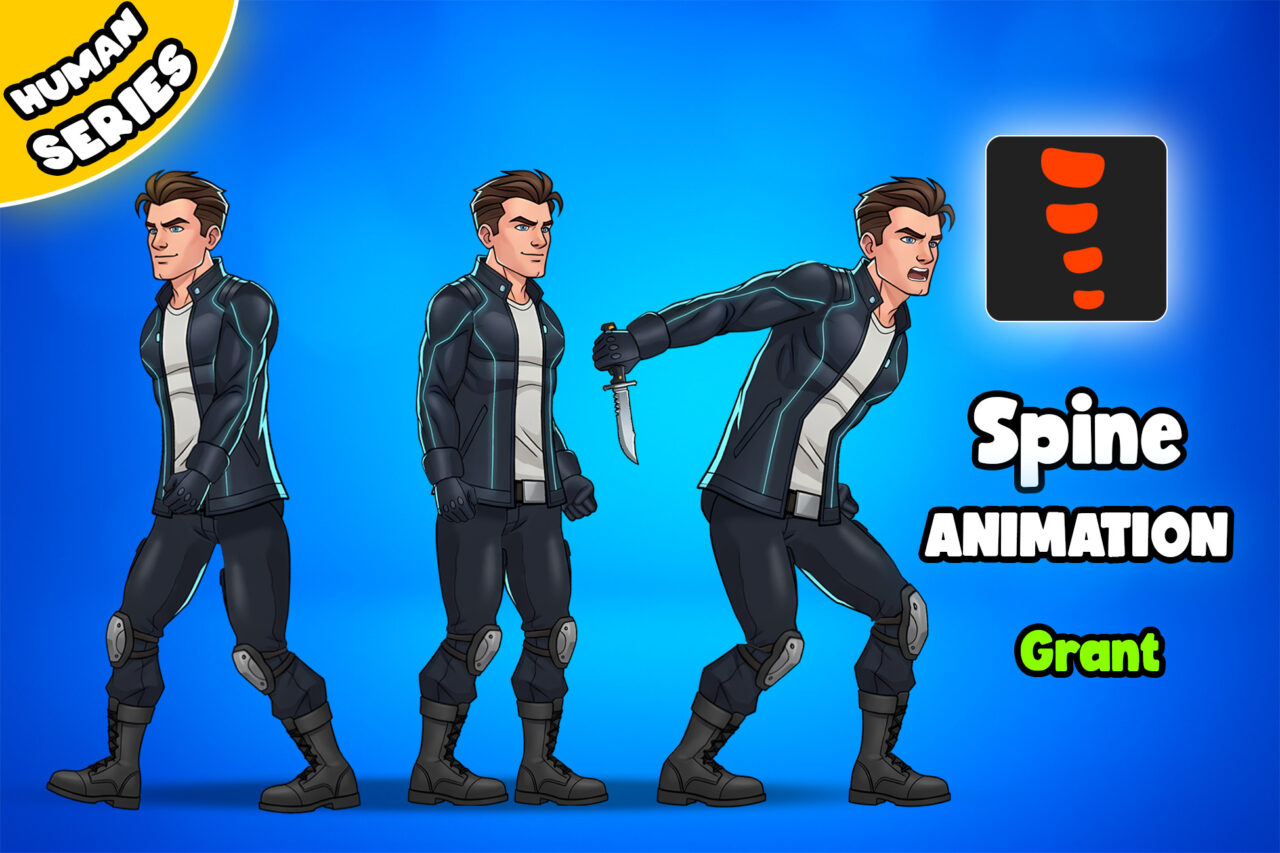 Grant 2D Animated Spine Character  Human Series    2D Characters   Unity Asset Store