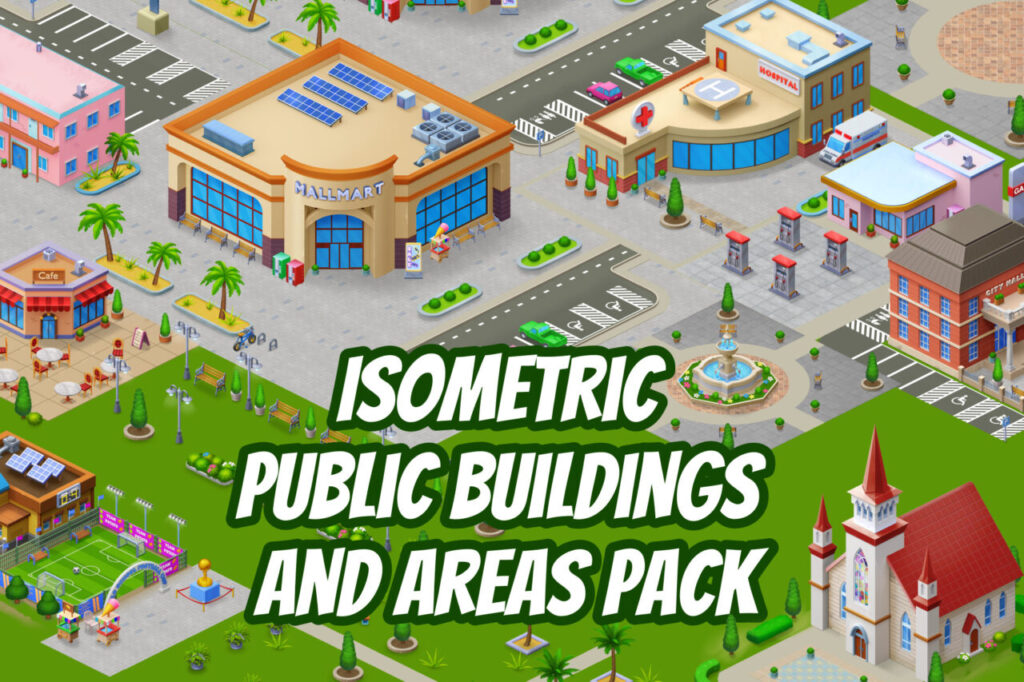 Isometric Public Buildings and Areas Pack   2D Environments   Unity Asset Store
