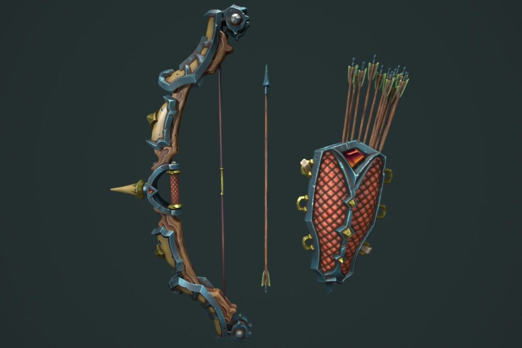 Knight Bow Quiver Arrow   3D Weapons   Unity Asset Store