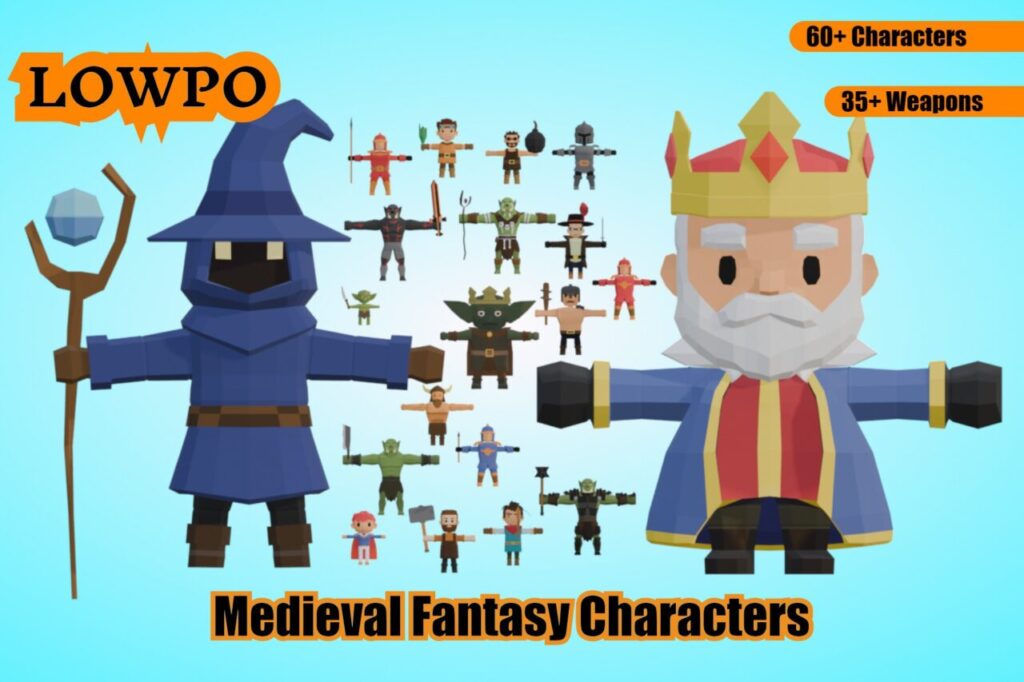 LOWPO  Medieval Fantasy Low Poly Characters Mega Pack   Characters   Unity Asset Store