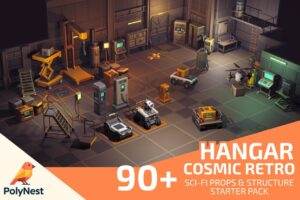 Low Poly Sci Fi Hangar 90  Cosmic Retro Props   Environment   3D Sci Fi   Unity Asset Store