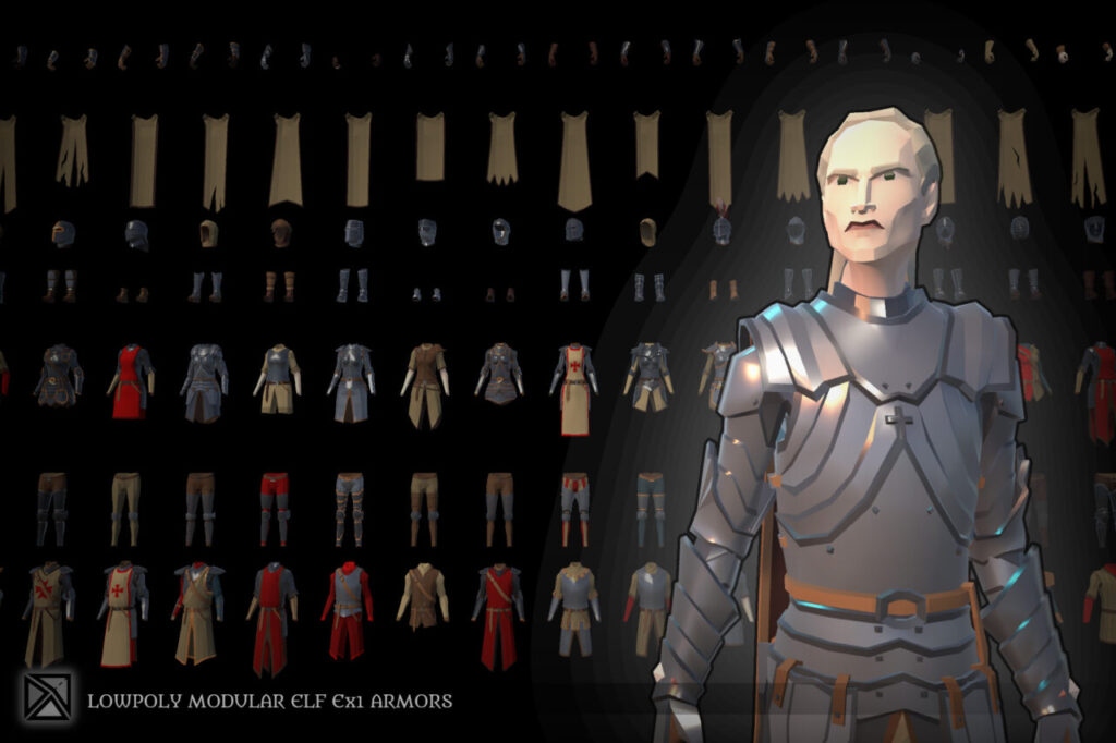 Lowpoly Elves Modular Armors Ex1   MEDIEVAL FANTASY SERIES   3D Characters   Unity Asset Store
