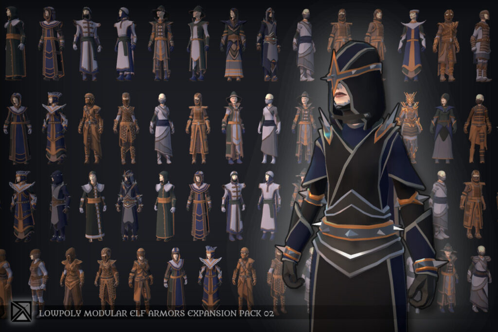 Lowpoly Elves Modular Armors Ex2   MEDIEVAL FANTASY SERIES   3D Characters   Unity Asset Store