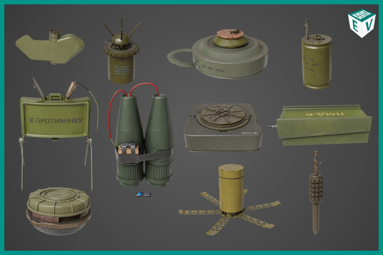Mine Bomb Collection Single Mat HDRP URP Textures   3D Weapons   Unity Asset Store