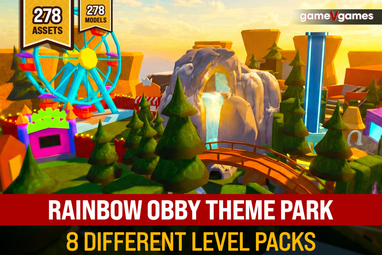 Obby Rainbow Theme Park Level Pack 3D Environments Unity Asset Store